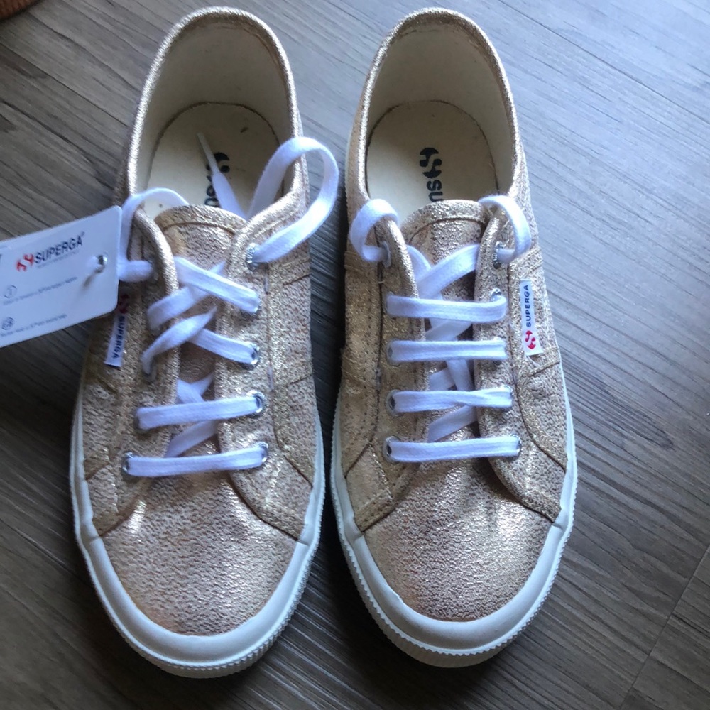Superga gold lame sneackers